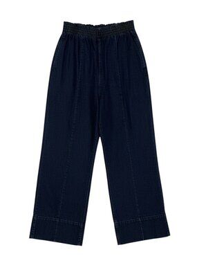 Kowtow Wide Leg High Waist Jeans Denim Pants Crop Pull On Blue XS